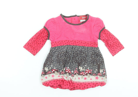 Sprout Girls Pink Long Sleeve A-Line Dress Size Newborn Woodland Print