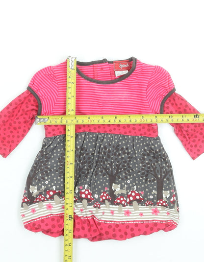 Sprout Girls Pink Long Sleeve A-Line Dress Size Newborn Woodland Print