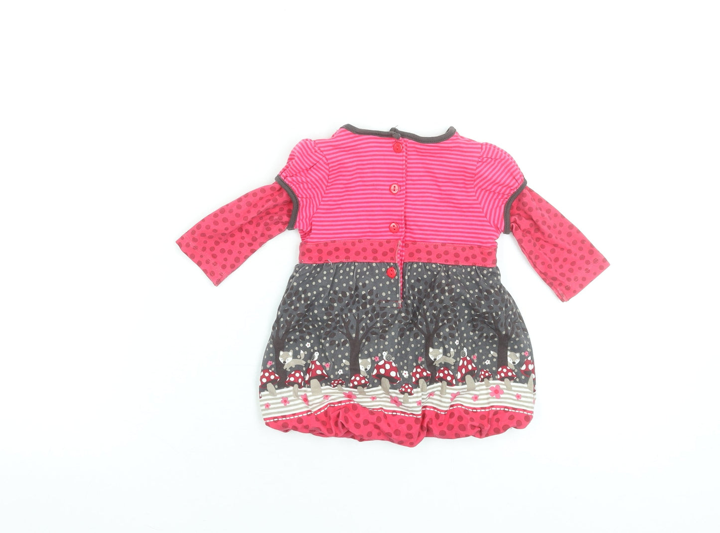 Sprout Girls Pink Long Sleeve A-Line Dress Size Newborn Woodland Print
