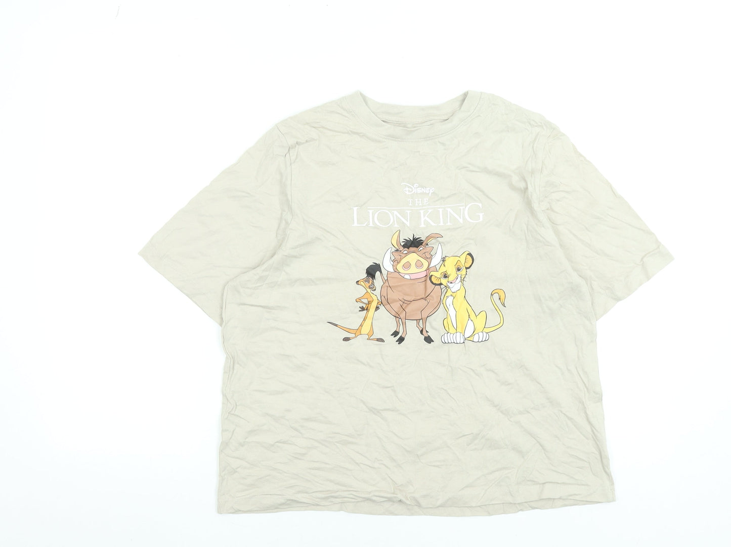 Womens UK Size M Disney Beige Basic T-Shirt