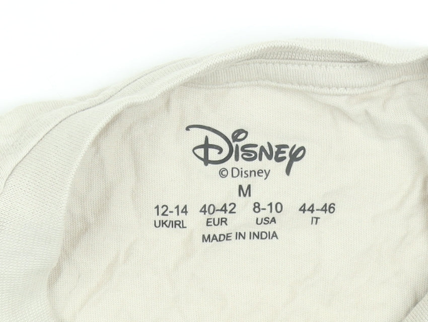 Womens UK Size M Disney Beige Basic T-Shirt