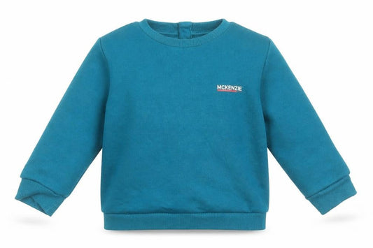 Front view of McKenzie Blue Long Sleeve Pullover T-Shirt 18-24 Months unisex classic