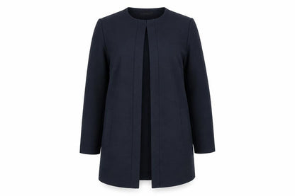 Dunnes Women's Navy Blue Mid-Length Open Coat Size 8