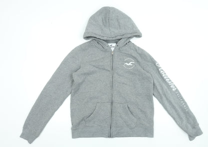 Hollister Womens Grey Full Zip Hoodie Small Cotton Blend Casual