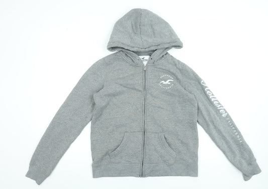 Hollister Womens Grey Full Zip Hoodie Small Cotton Blend Casual