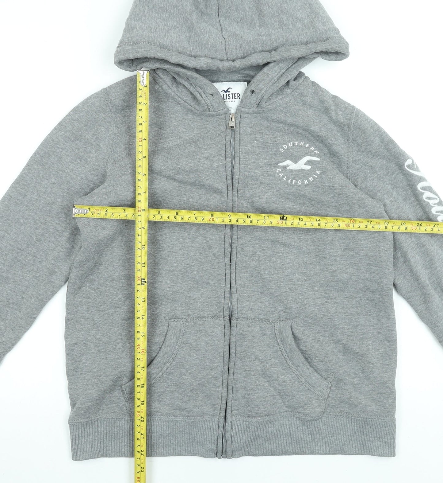 Hollister Womens Grey Full Zip Hoodie Small Cotton Blend Casual