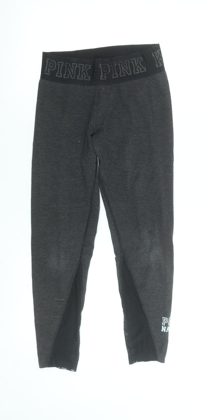 Womens UK Size XS Victoria's Secret PINK Slim Fit Cropped Grey Leggings