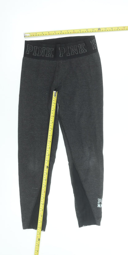 Womens UK Size XS Victoria's Secret PINK Slim Fit Cropped Grey Leggings