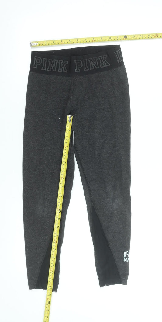 Womens UK Size XS Victoria's Secret PINK Slim Fit Cropped Grey Leggings