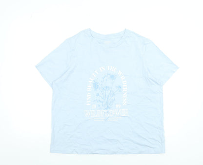 Womens UK Size L Dunnes Stores Blue Basic T-Shirt