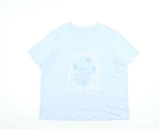 Womens UK Size L Dunnes Stores Blue Basic T-Shirt