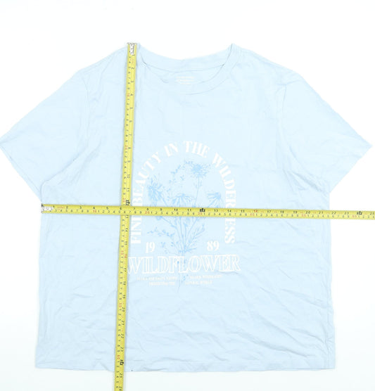 Womens UK Size L Dunnes Stores Blue Basic T-Shirt
