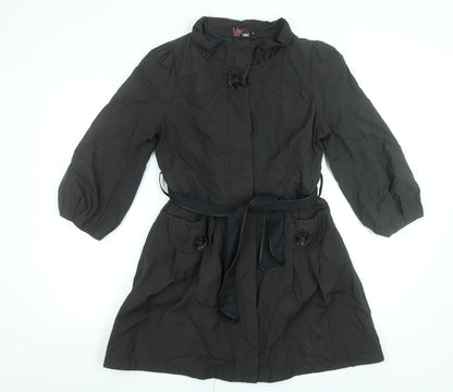 Womens UK Size M Yumi Black Trench Coat