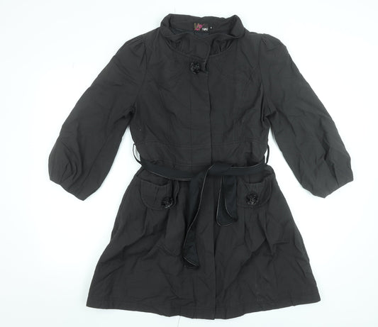 Womens UK Size M Yumi Black Trench Coat