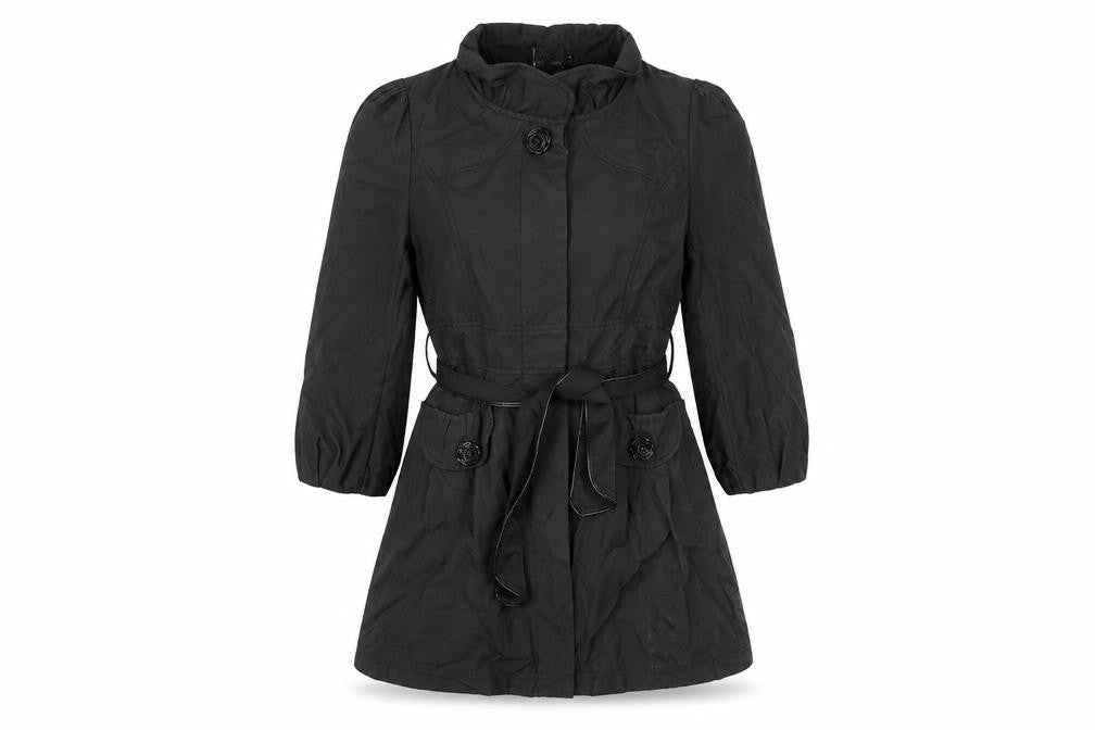 Womens UK Size M Yumi Black Trench Coat