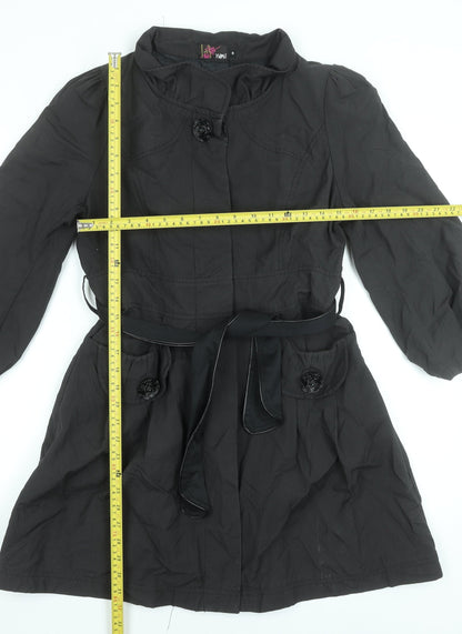 Womens UK Size M Yumi Black Trench Coat