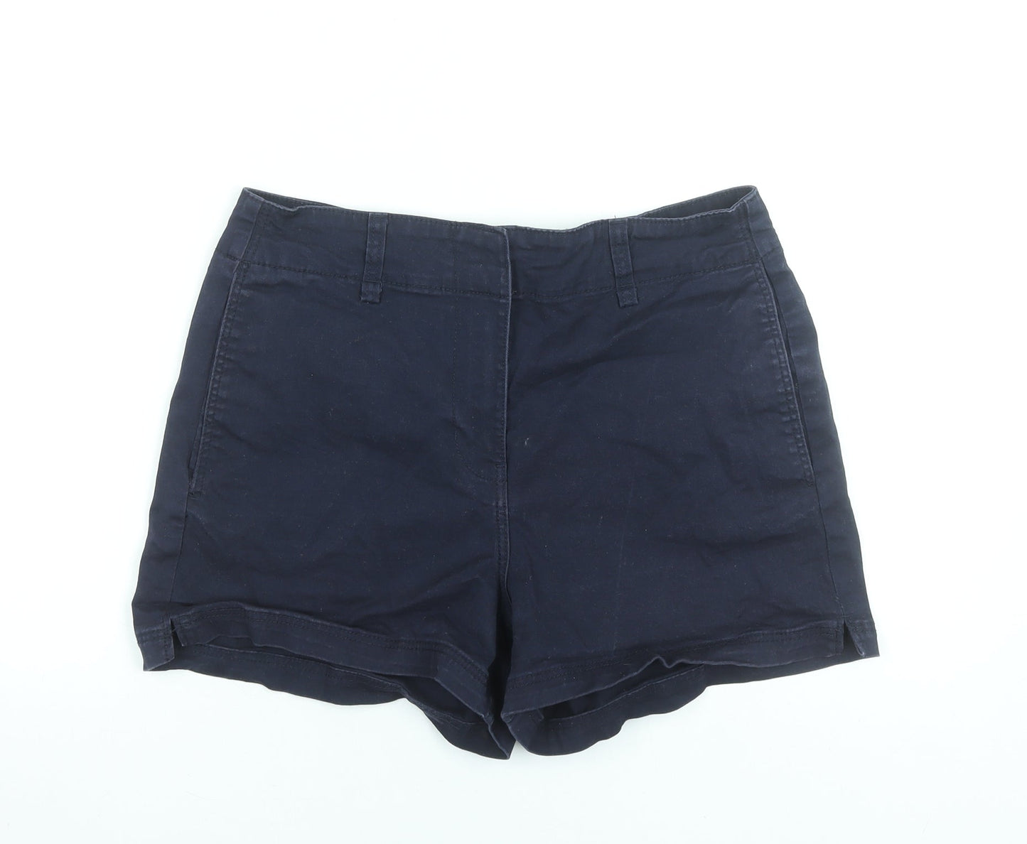 H&M Women Navy Blue Chino Shorts Size 14 Cotton Blend Casual