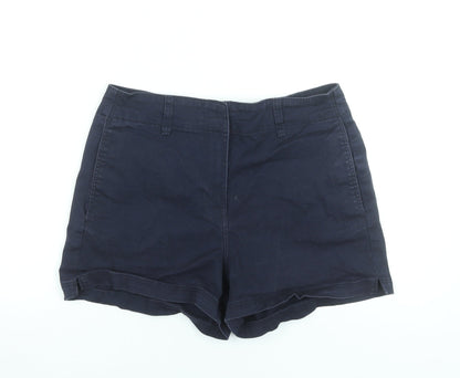 H&M Women Navy Blue Chino Shorts Size 14 Cotton Blend Casual
