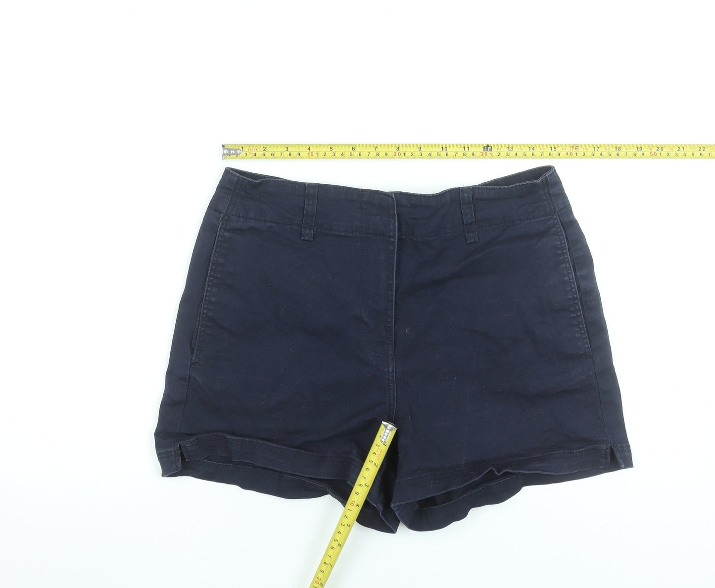 H&M Women Navy Blue Chino Shorts Size 14 Cotton Blend Casual