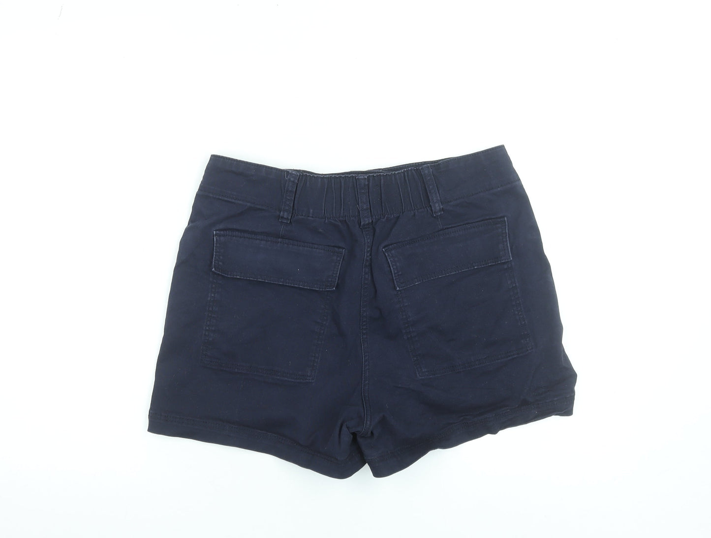 H&M Women Navy Blue Chino Shorts Size 14 Cotton Blend Casual