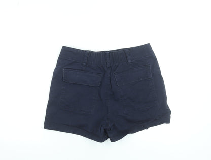 H&M Women Navy Blue Chino Shorts Size 14 Cotton Blend Casual