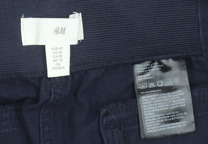 H&M Women Navy Blue Chino Shorts Size 14 Cotton Blend Casual