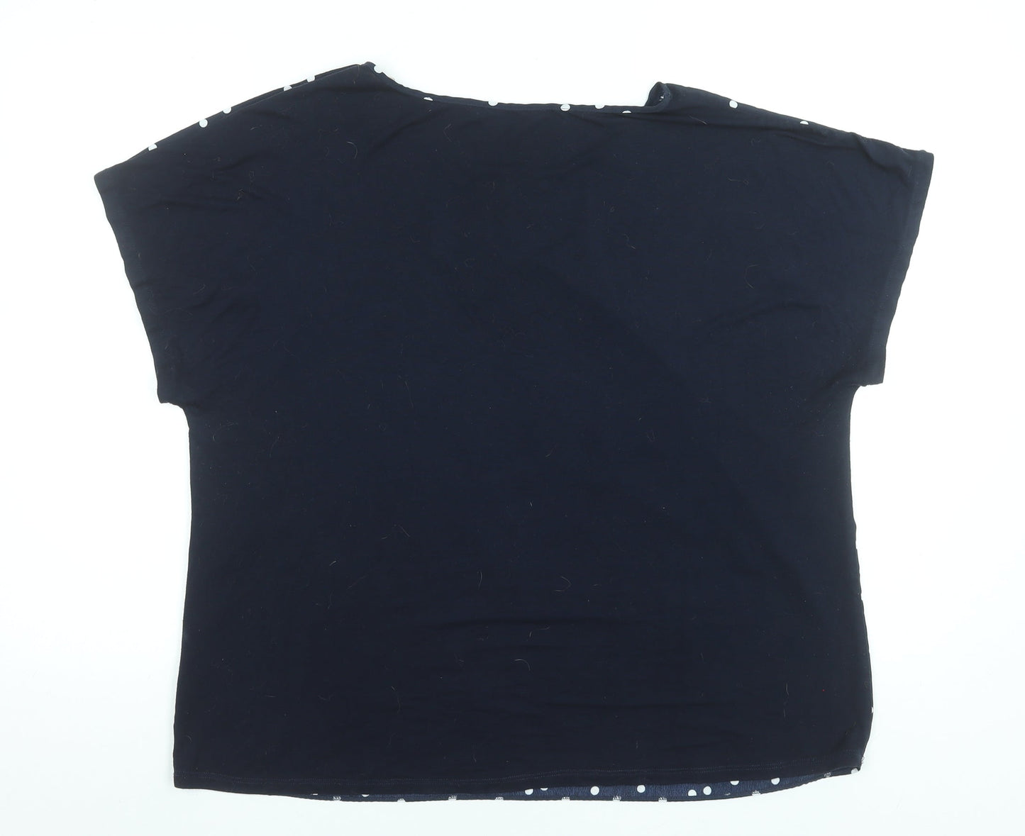 Dunnes Women Blue Polka Dot Short Sleeve Button Shoulder Blouse Size L