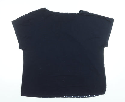 Dunnes Women Blue Polka Dot Short Sleeve Button Shoulder Blouse Size L