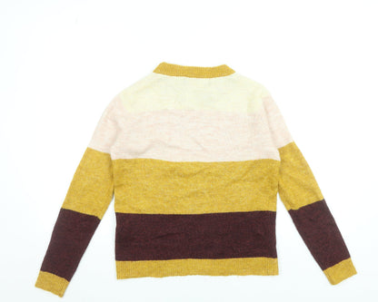 Vero Moda Womens Multicoloured XS Crew Neck Striped Pullover Jumper