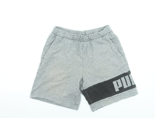 Puma Mens Grey Sweat Shorts S Regular Fit Elastic Waist Casual
