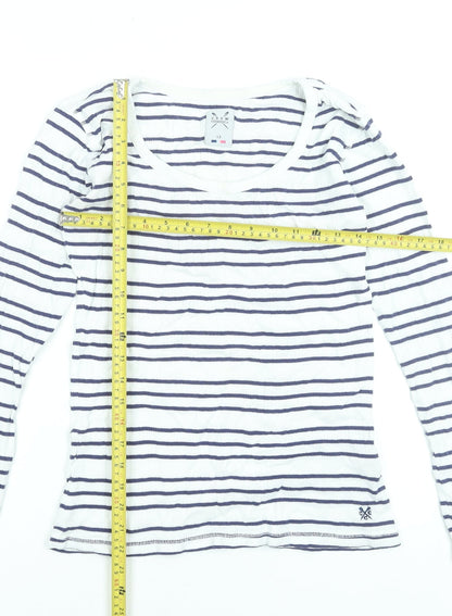 Crew Clothing Co. Women's White Navy Striped Long Sleeve Cotton Top Size 12