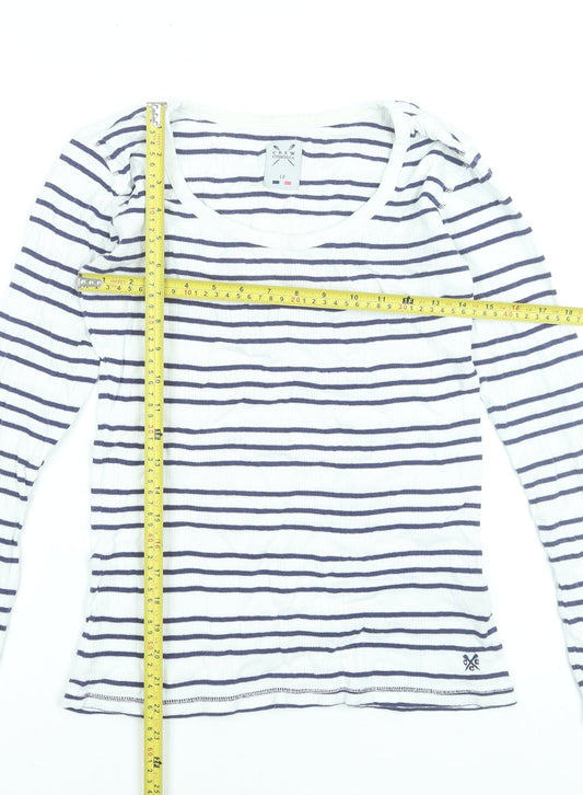 Crew Clothing Co. Women's White Navy Striped Long Sleeve Cotton Top Size 12