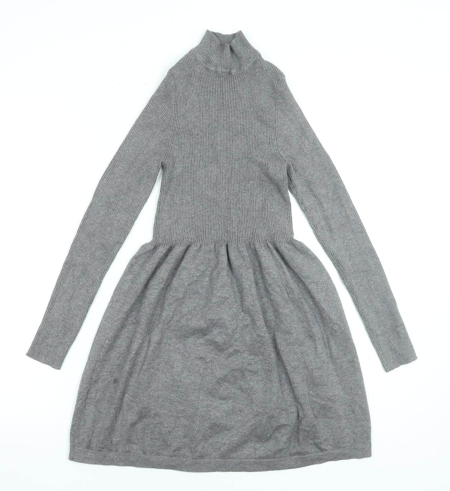 Primark Women’s Grey High Neck Fit & Flare Knit Dress XS