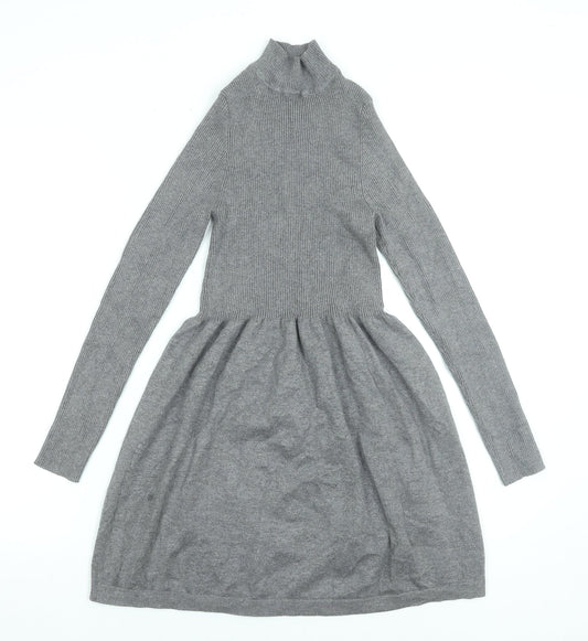 Primark Women’s Grey High Neck Fit & Flare Knit Dress XS