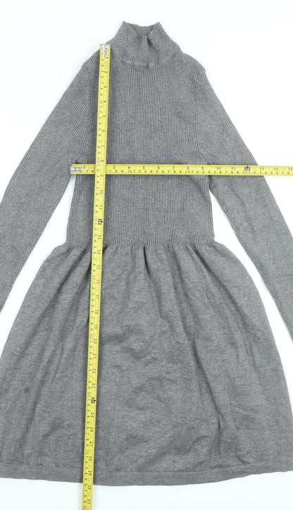 Primark Women’s Grey High Neck Fit & Flare Knit Dress XS