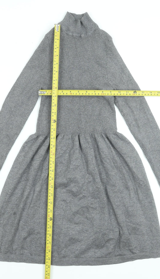 Primark Women’s Grey High Neck Fit & Flare Knit Dress XS
