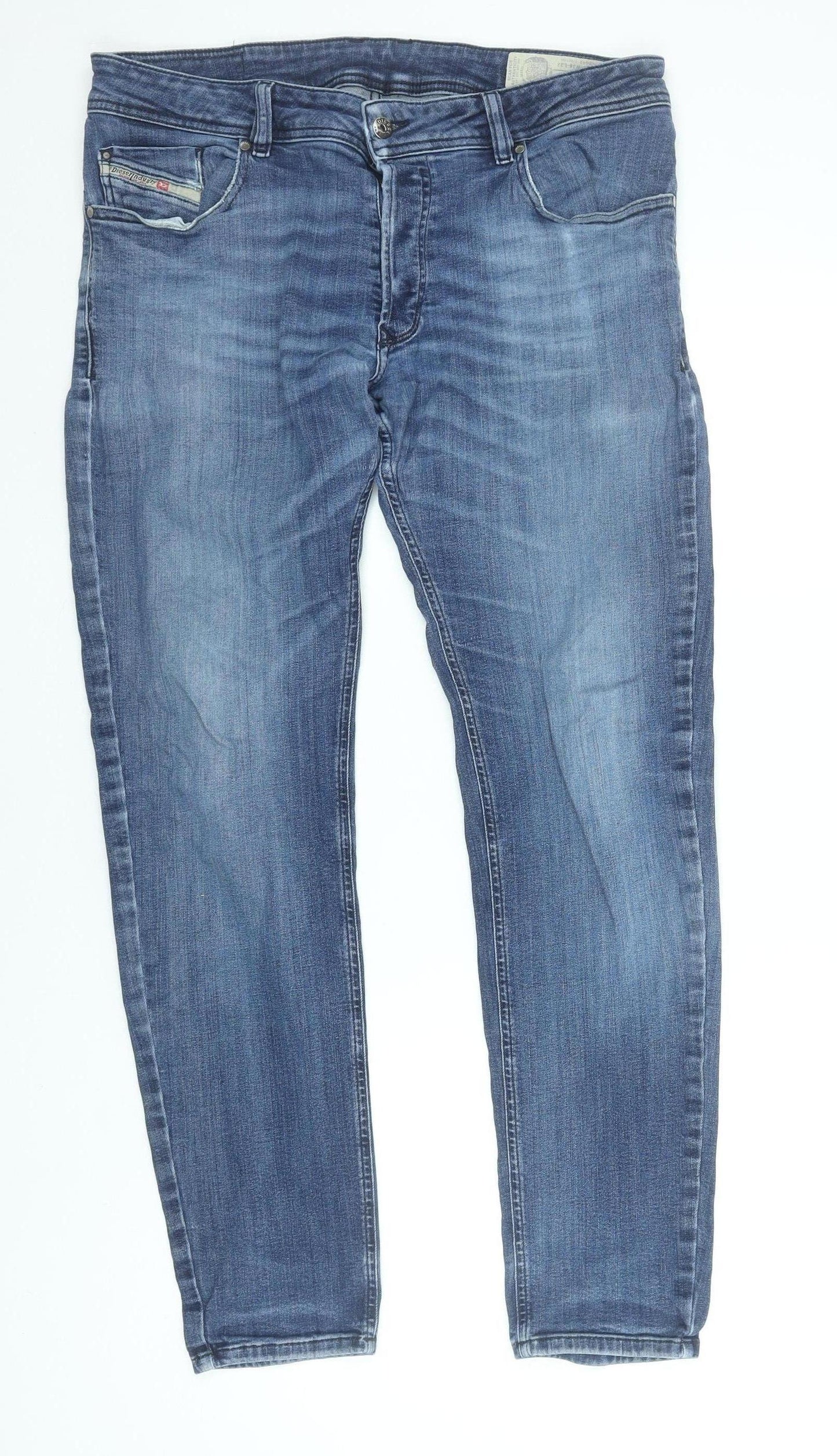 Diesel Mens Blue Slim Fit Denim Jeans Size 36 Skinny Style