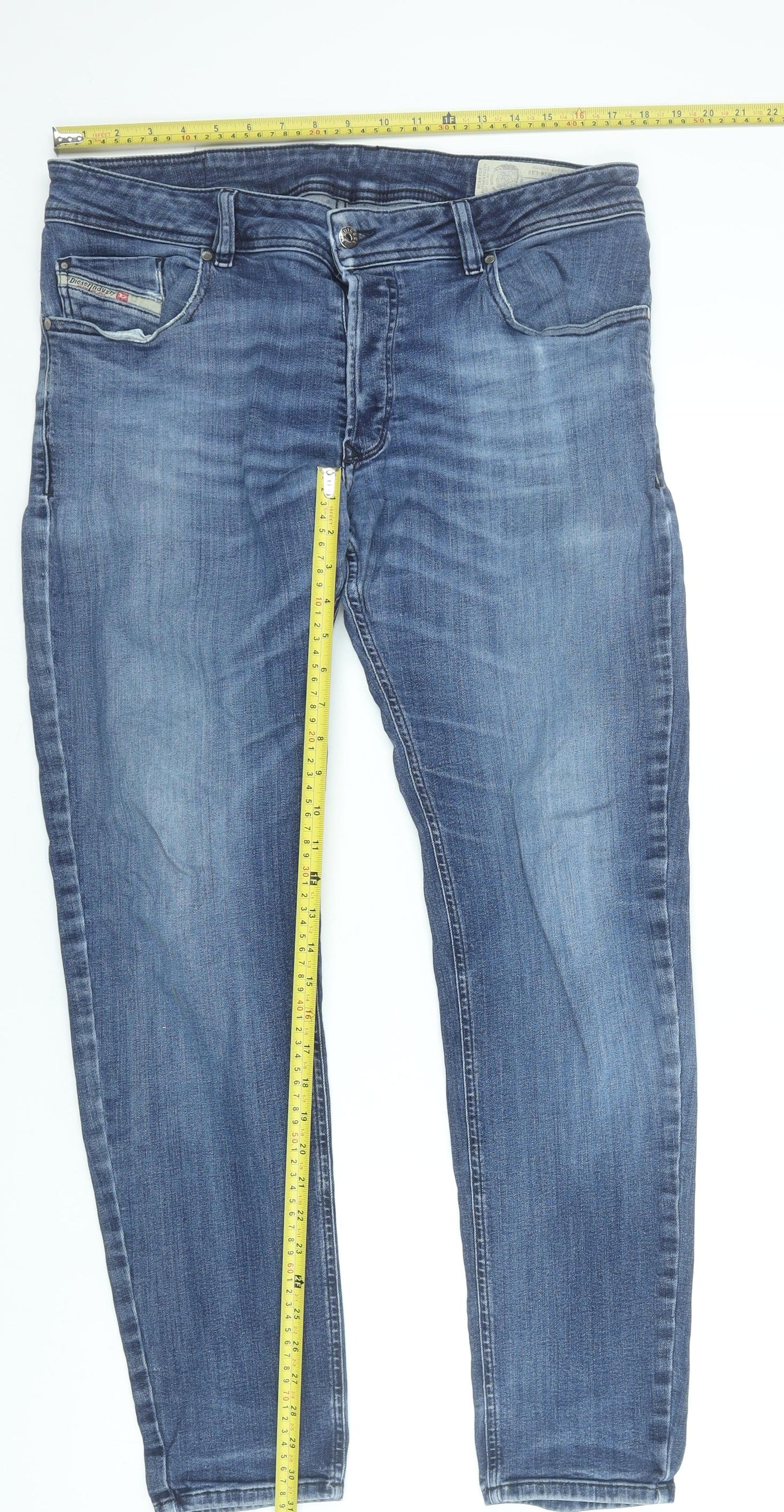 Diesel Mens Blue Slim Fit Denim Jeans Size 36 Skinny Style