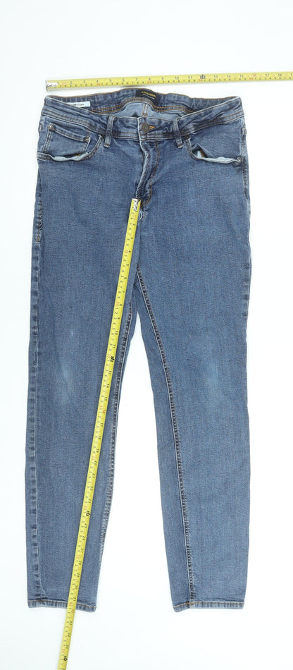 Jack & Jones Men's Blue Skinny Denim Jeans 36W 32L Slim Fit