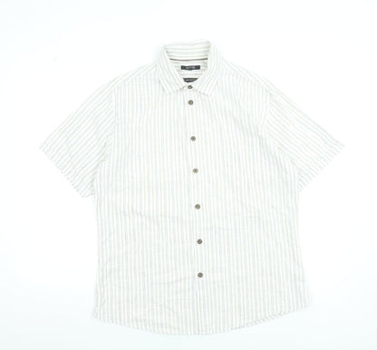 St Bernard for Dunnes Men’s Beige Striped Cotton Short Sleeve Shirt L