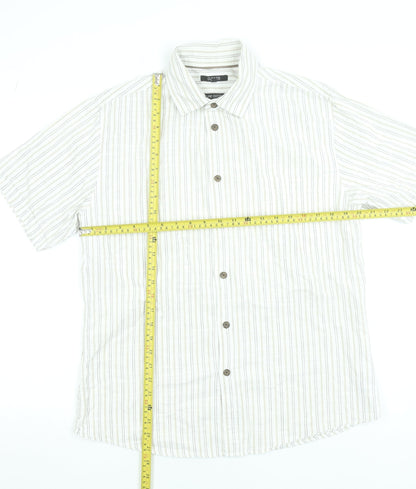 St Bernard for Dunnes Men’s Beige Striped Cotton Short Sleeve Shirt L