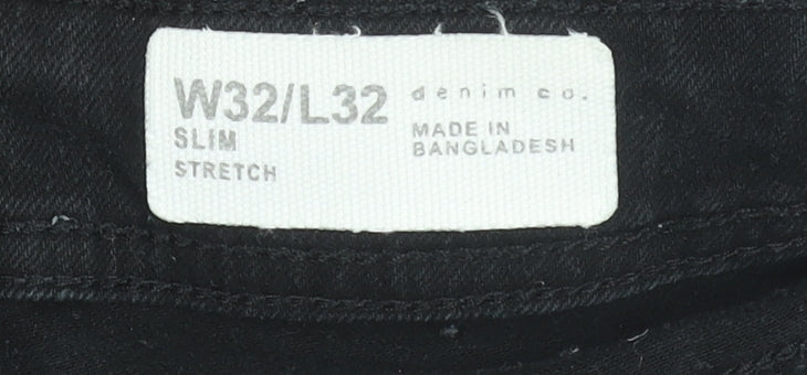 Denim Co. Men's Black Slim Fit Stretch Jeans W32 L32