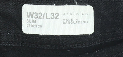 Denim Co. Men's Black Slim Fit Stretch Jeans W32 L32