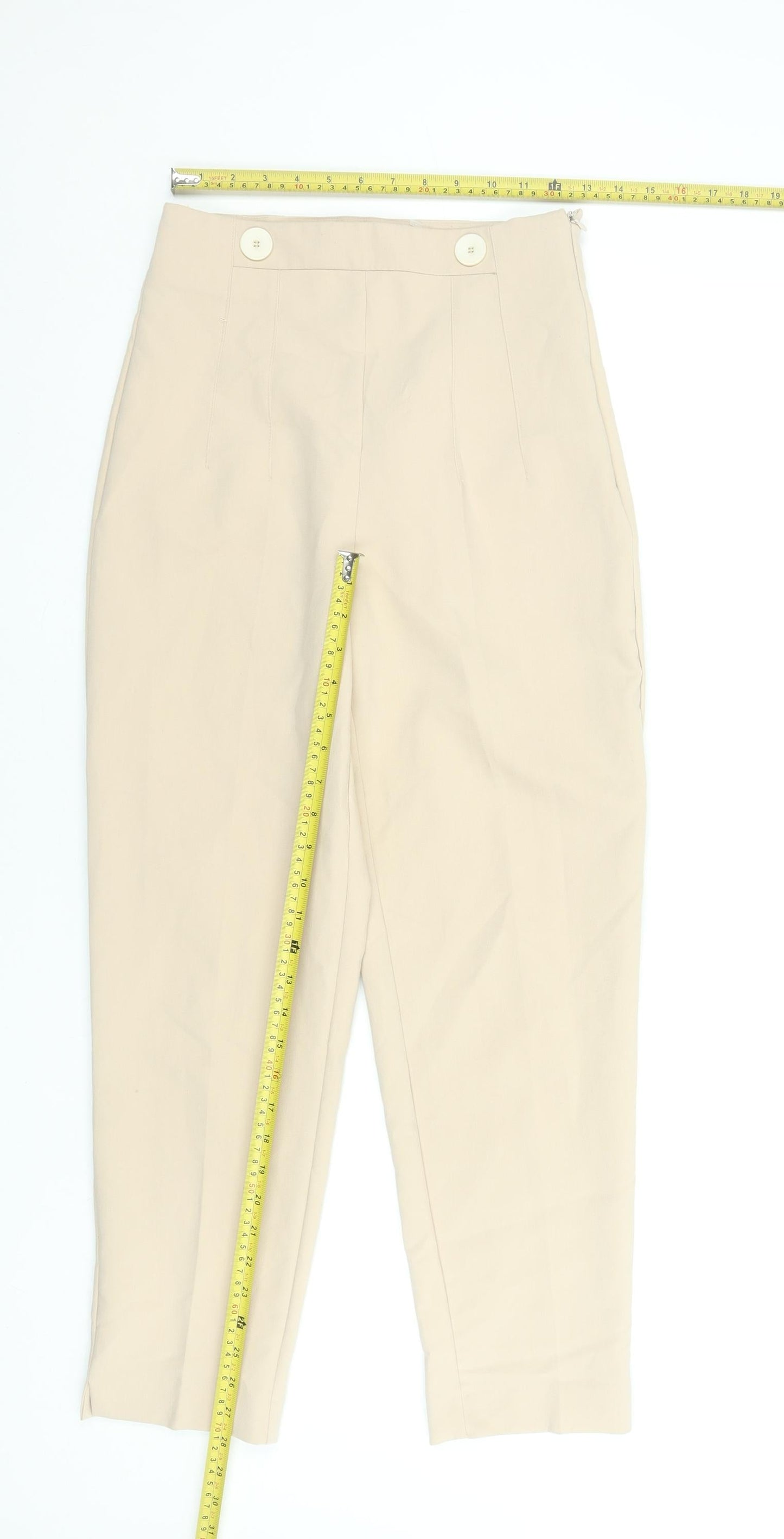 Womens UK Size S Zara Slim Fit Chino Beige Trousers