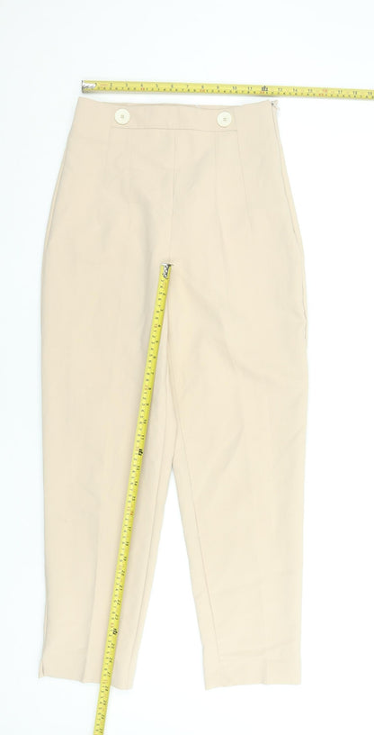 Womens UK Size S Zara Slim Fit Chino Beige Trousers