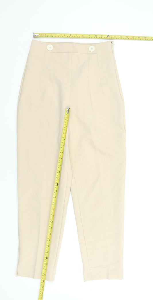 Womens UK Size S Zara Slim Fit Chino Beige Trousers