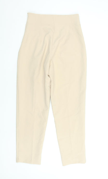 Womens UK Size S Zara Slim Fit Chino Beige Trousers