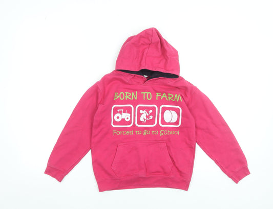 Girls UK Size 7-8 Years Awdis Pink Pullover Hoodie