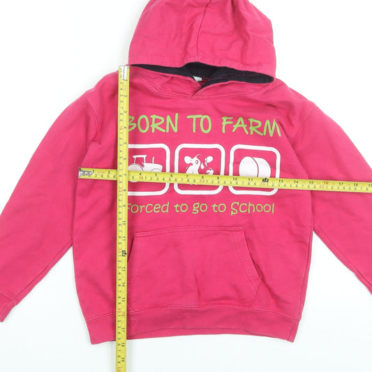 Girls UK Size 7-8 Years Awdis Pink Pullover Hoodie
