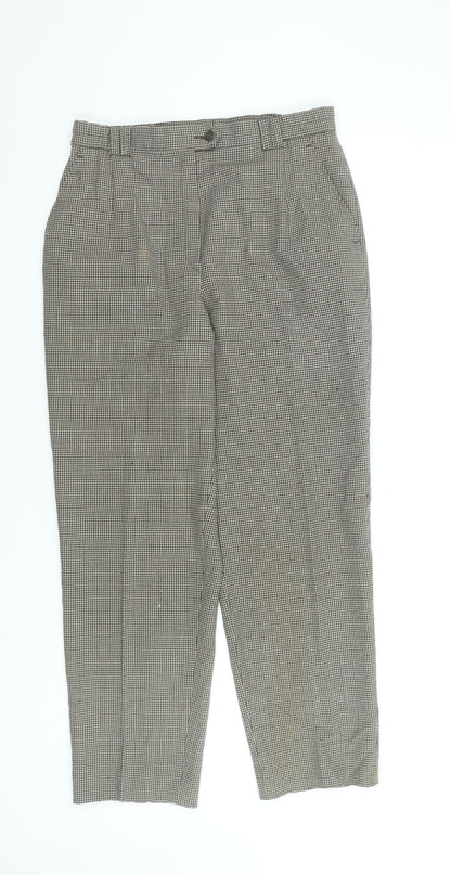 Gardeur Women's Brown Houndstooth Wool Slim Trousers Size 12
